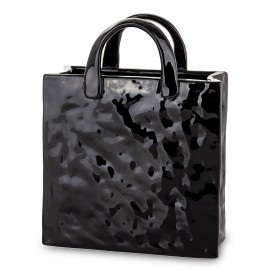 WAZON CZARNY TOREBKA 27cm NOWOCZESNY GLAMOUR POŁYSK DEKORACJA 25