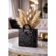 WAZON CZARNY TOREBKA 27cm NOWOCZESNY GLAMOUR POŁYSK DEKORACJA 25