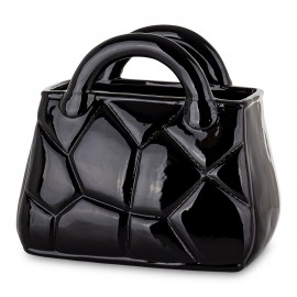 WAZON CZARNY TOREBKA 23cm NOWOCZESNY GLAMOUR POŁYSK DEKORACJA 20 25