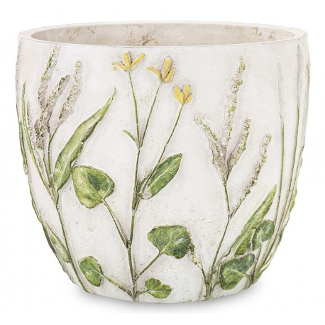 DONICZKA CEMENTOWA SZARA BIAŁA ZIELONA 16x18cm W KWIATY POLNE OSŁONKA 15 20