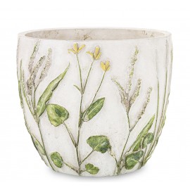 DONICZKA CEMENTOWA SZARA BIAŁA ZIELONA 14x16cm W KWIATY POLNE OSŁONKA 15