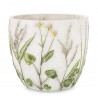 DONICZKA CEMENTOWA SZARA BIAŁA ZIELONA 14x16cm W KWIATY POLNE OSŁONKA 15