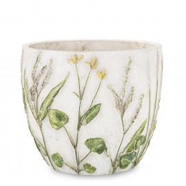 DONICZKA CEMENTOWA SZARA BIAŁA ZIELONA 13x14cm W KWIATY POLNE OSŁONKA 10 15