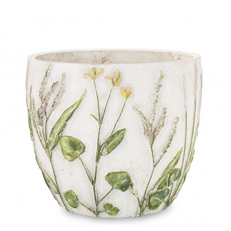 DONICZKA CEMENTOWA SZARA BIAŁA ZIELONA 13x14cm W KWIATY POLNE OSŁONKA 10 15