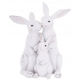 FIGURKA RODZINA ZAJĄCÓW KRÓLIKÓW 30cm BIAŁA WIELKANOCNA RETRO VINTAGE