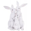 FIGURKA RODZINA ZAJĄCÓW KRÓLIKÓW 30cm BIAŁA WIELKANOCNA RETRO VINTAGE