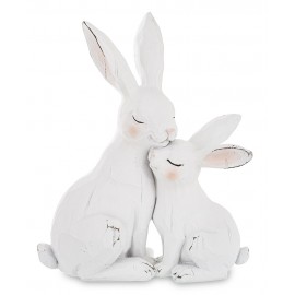 FIGURKA MAMA KRÓLIK ZAJĄC Z DZIECKIEM 25cm BIAŁA WIELKANOCNA RETRO VINTAGE 20 30