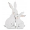 FIGURKA MAMA KRÓLIK ZAJĄC Z DZIECKIEM 25cm BIAŁA WIELKANOCNA RETRO VINTAGE 20 30