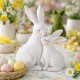 FIGURKA MAMA KRÓLIK ZAJĄC Z DZIECKIEM 25cm BIAŁA WIELKANOCNA RETRO VINTAGE 20 30
