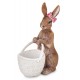 FIGURKA WIELKANOCNA KRÓLIK ZAJĄC Z KOSZYKIEM 20cm BRĄZOWA BIAŁA MISKA NA SŁODYCZE