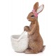 FIGURKA WIELKANOCNA KRÓLIK ZAJĄC Z KOSZYKIEM 20cm BRĄZOWA BIAŁA MISKA NA SŁODYCZE