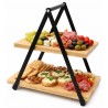 PATERA 2 POZIOMOWA DREWNIANA DO SERWOWANIA PRZEKĄSEK 32cm BRĄZOWA CZARNA 30