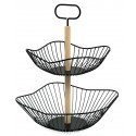 PATERA METALOWA 2 POZIOMOWA 40cm KOSZYK NA OWOCE CZARNY BRĄZOWY LOFT