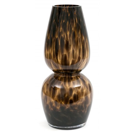 WAZON SZKLANY BRĄZOWY CZARNY 35cm ZDOBIONY PŁOMIENIE NOWOCZESNY 30 40