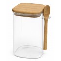 POJEMNIK SZKLANY SŁOICZEK Z DREWNIANĄ POKRYWKĄ 15cm Z ŁYŻECZKĄ 1000ml 1L SŁOIK