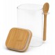 POJEMNIK SZKLANY SŁOICZEK Z DREWNIANĄ POKRYWKĄ 15cm Z ŁYŻECZKĄ 500ml SŁOIK