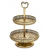 PATERA METALOWA 2 POZIOMOWA ANTYCZNA ZŁOTA 50cm RETRO VINTAGE POSTARZANA PAŁACOWA