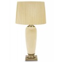 LAMPA STOŁOWA CERAMICZNA Z PLISOWANYM KLOSZEM 70cm BEŻOWA MOSIĘŻNA ZŁOTA
