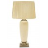 LAMPA STOŁOWA CERAMICZNA Z PLISOWANYM KLOSZEM 70cm BEŻOWA MOSIĘŻNA ZŁOTA