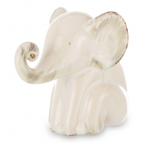 FIGURKA SŁOŃ KREMOWY BEŻOWY 10cm SŁONIK NA SZCZĘŚCIE POŁYSK CERAMICZNY