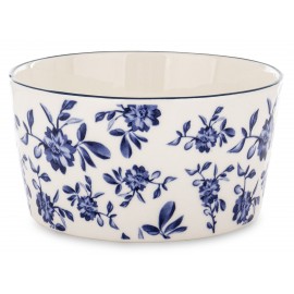 MISKA ZDOBIONA W KWIATY NA PRZEKĄSKI SŁODYCZE 6x12cm BIAŁA NIEBIESKA MISECZKA