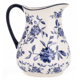 DZBANEK ZDOBIONY W KWIATY NA ZIMNE NAPOJE 1,5L BIAŁY NIEBIESKI WAZON 1,3