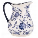 DZBANEK ZDOBIONY W KWIATY NA ZIMNE NAPOJE 1,5L BIAŁY NIEBIESKI WAZON 1,3