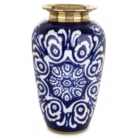 WAZON GRANATOWY NIEBIESKI ZŁOTY 28cm RĘCZNIE MALOWANY GLAMOUR HAMPTON 25 30