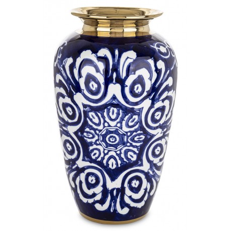 WAZON GRANATOWY NIEBIESKI ZŁOTY 28cm RĘCZNIE MALOWANY GLAMOUR HAMPTON 25 30