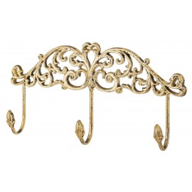 WIESZAK ŚCIENNY METALOWY ZŁOTY NA KURTKI PŁASZCZE RETRO POSTARZANY 3 HAKI 40