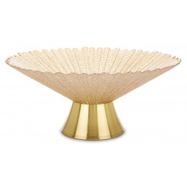 PATERA SZKLANA METALOWA ZŁOTA BEŻOWA 14x32cm TALERZ NA NÓŻCE GLAMOUR 15 30