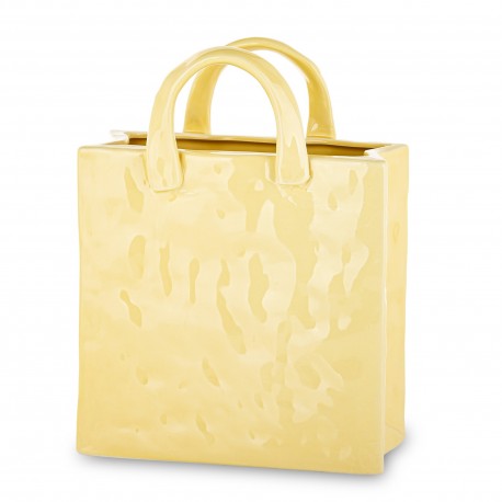 WAZON KREMOWY BEŻOWY TOREBKA 27cm NOWOCZESNY GLAMOUR POŁYSK DEKORACJA 25