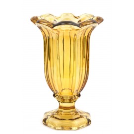 WAZON SZKLANY BURSZTYNOWY BRĄZOWY 27cm NA NÓŻCE KWIAT GŁADKI SZKŁO 25 30