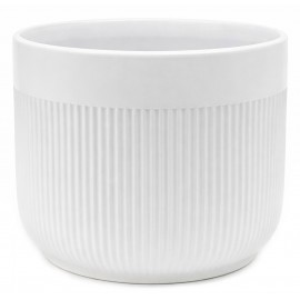 DONICZKA BIAŁA CERAMICZNA 19x21cm OKRĄGŁA PRĄŻKOWANA NOWOCZESNA MATOWA 20