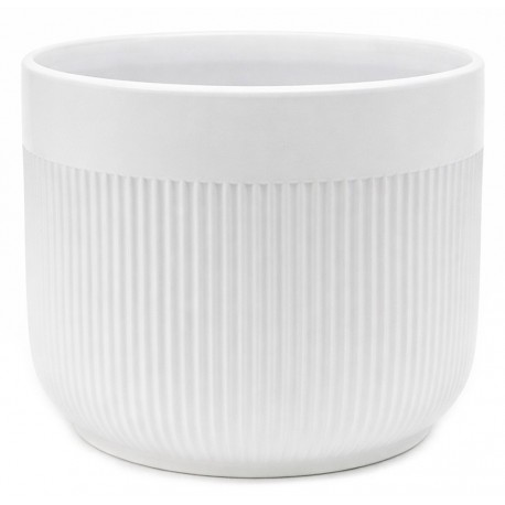 DONICZKA BIAŁA CERAMICZNA 19x21cm OKRĄGŁA PRĄŻKOWANA NOWOCZESNA MATOWA 20