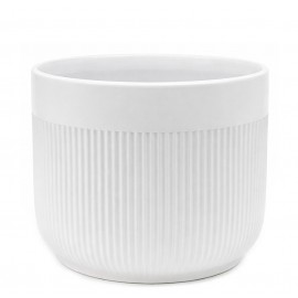 DONICZKA BIAŁA CERAMICZNA 13x14cm OKRĄGŁA PRĄŻKOWANA NOWOCZESNA MATOWA 10 15