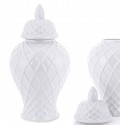POJEMNIK CERAMICZNY BIAŁY WAZON AMFORA 37cm TŁOCZONY ROMB KARO DEKORACYJNY 35 40