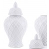POJEMNIK CERAMICZNY BIAŁY WAZON AMFORA 37cm TŁOCZONY ROMB KARO DEKORACYJNY 35 40