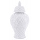 POJEMNIK CERAMICZNY BIAŁY WAZON AMFORA 37cm TŁOCZONY ROMB KARO DEKORACYJNY 35 40