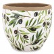 DONICZKA OSŁONKA CERAMICZNA Z OLIWKAMI 21x23cm BIAŁA ZIELONA OLIWKI 20 25
