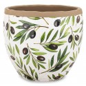 DONICZKA OSŁONKA CERAMICZNA Z OLIWKAMI 21x23cm BIAŁA ZIELONA OLIWKI 20 25