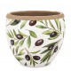 DONICZKA OSŁONKA CERAMICZNA Z OLIWKAMI 16x18cm BIAŁA ZIELONA OLIWKI 15 20