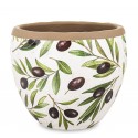 DONICZKA OSŁONKA CERAMICZNA Z OLIWKAMI 16x18cm BIAŁA ZIELONA OLIWKI 15 20
