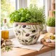 DONICZKA OSŁONKA CERAMICZNA Z OLIWKAMI 13x14cm BIAŁA ZIELONA OLIWKI 10 15