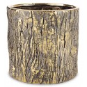 DONICZKA OSŁONKA CERAMICZNA KORA DRZEWA ZŁOTA SZARA 18x19cm  LOFT GLAMOUR 20