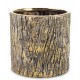 DONICZKA OSŁONKA CERAMICZNA KORA DRZEWA ZŁOTA SZARA 15x15cm  LOFT GLAMOUR