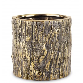DONICZKA OSŁONKA CERAMICZNA KORA DRZEWA ZŁOTA SZARA 13x13cm LOFT GLAMOUR 10 15
