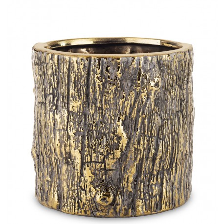 DONICZKA OSŁONKA CERAMICZNA KORA DRZEWA ZŁOTA SZARA 13x13cm LOFT GLAMOUR 10 15