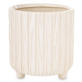 DONICZKA OSŁONKA CERAMICZNA NA NÓŻKACH 17x16cm BEŻOWA KREMOWA RYFLOWANA 15 20