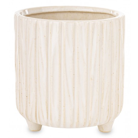 DONICZKA OSŁONKA CERAMICZNA NA NÓŻKACH 17x16cm BEŻOWA KREMOWA RYFLOWANA 15 20